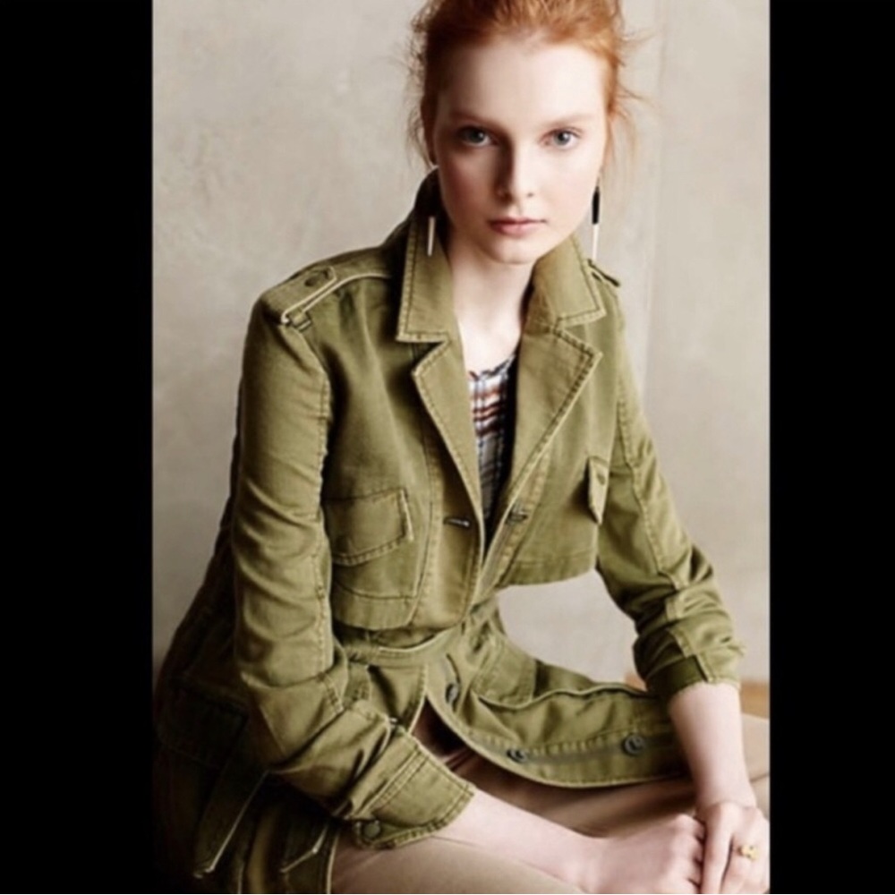 Khaki Olive Ruffle Back Jacket - image 2